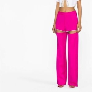 AREA Pink Crystal Slit cut out Trousers sz 6